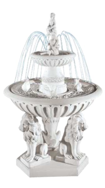 Carrara Marble Lion and Dove Fountain with Boy Made in Italy Sculpture